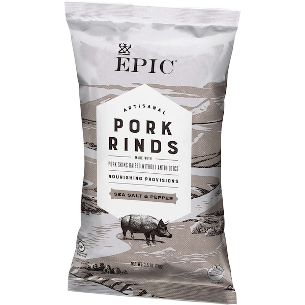 Epic Sea Salt Pepper Pork Rinds, PK12 10732153024936 - main